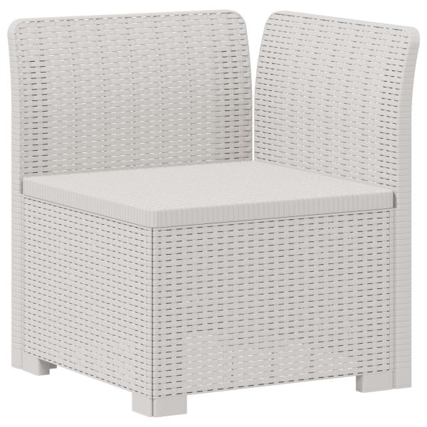 1-Sitzer Garten-Sofa mit Kissen Rattan-Look PP Weiß