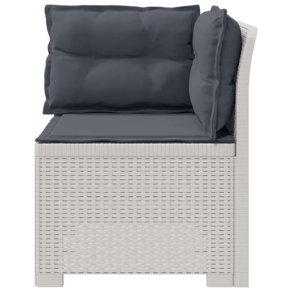 1-Sitzer Garten-Sofa mit Kissen Rattan-Look PP Weiß