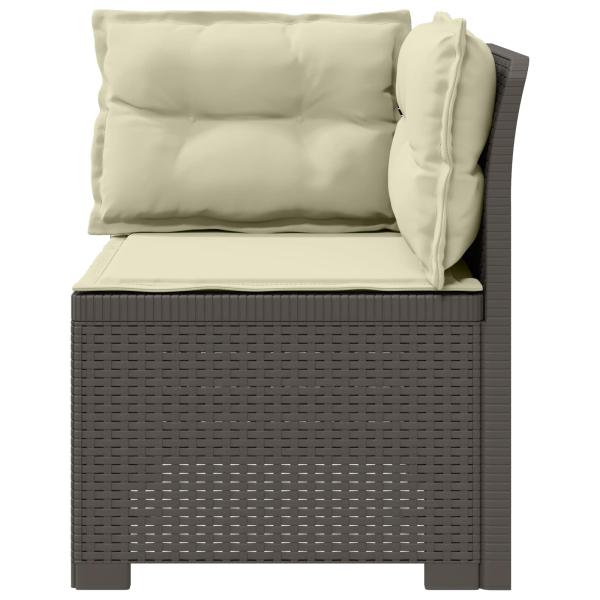 1-Sitzer Garten-Sofa mit Kissen Rattan-Look PP Hellgrau