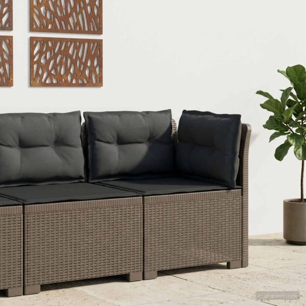 ARDEBO.de - 1-Sitzer Garten-Sofa mit Kissen Rattan-Look PP Hellgrau