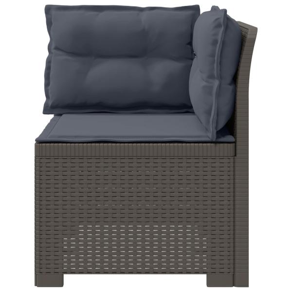 1-Sitzer Garten-Sofa mit Kissen Rattan-Look PP Hellgrau