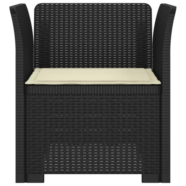 1-Sitzer Sessel mit Kissen Rattan-Look PP Anthrazit