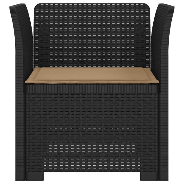 1-Sitzer Sessel mit Kissen Rattan-Look PP Anthrazit