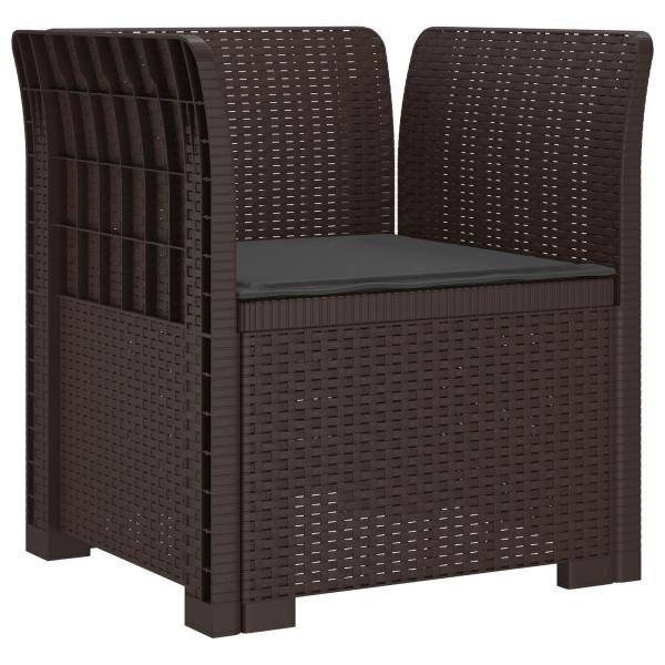1-Sitzer Sessel mit Kissen Rattan-Look PP Braun