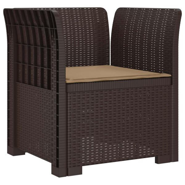 1-Sitzer Sessel mit Kissen Rattan-Look PP Braun