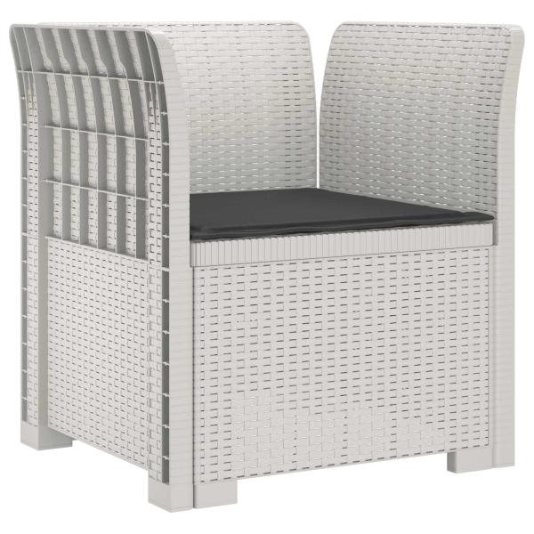 1-Sitzer Sessel mit Kissen Rattan-Look PP Weiß