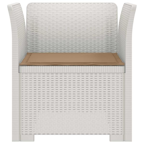 1-Sitzer Sessel mit Kissen Rattan-Look PP Weiß