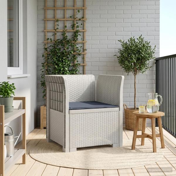 ARDEBO.de - 1-Sitzer Sessel mit Kissen Rattan-Look PP Weiß