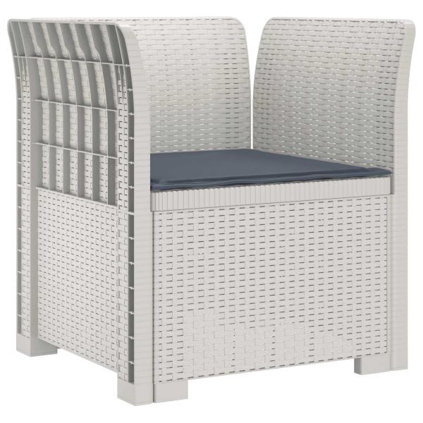 1-Sitzer Sessel mit Kissen Rattan-Look PP Weiß