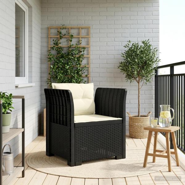 ARDEBO.de - 1-Sitzer Sessel mit Kissen Rattan-Look PP Anthrazit