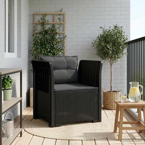 ARDEBO.de - 1-Sitzer Sessel mit Kissen Rattan-Look PP Anthrazit