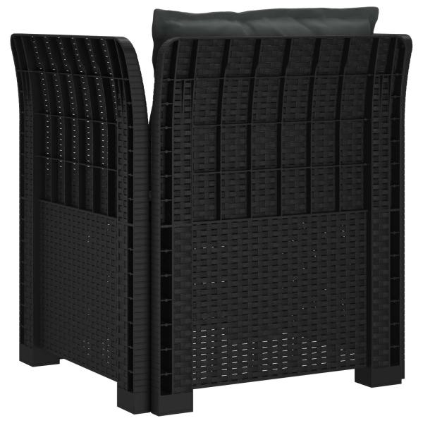 1-Sitzer Sessel mit Kissen Rattan-Look PP Anthrazit