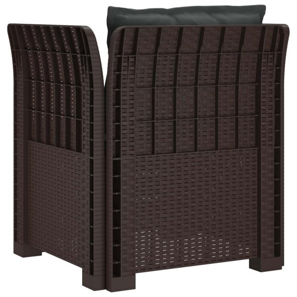1-Sitzer Sessel mit Kissen Rattan-Look PP Braun