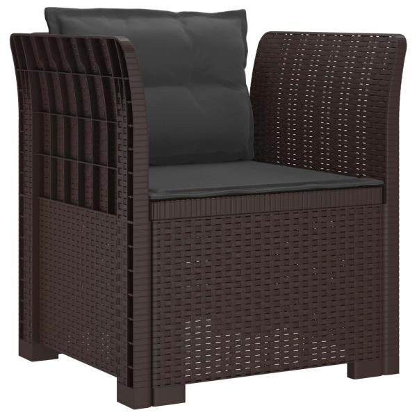 1-Sitzer Sessel mit Kissen Rattan-Look PP Braun