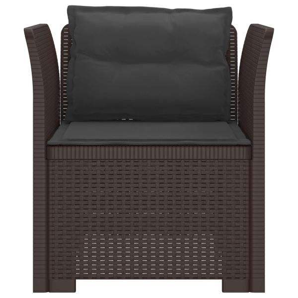 1-Sitzer Sessel mit Kissen Rattan-Look PP Braun