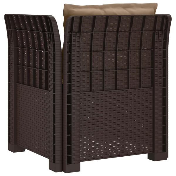 1-Sitzer Sessel mit Kissen Rattan-Look PP Braun