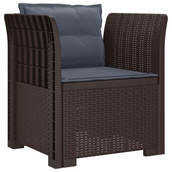 1-Sitzer Sessel mit Kissen Rattan-Look PP Braun