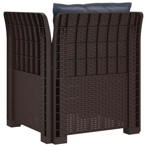 1-Sitzer Sessel mit Kissen Rattan-Look PP Braun