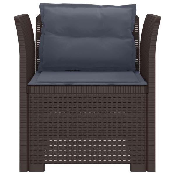 1-Sitzer Sessel mit Kissen Rattan-Look PP Braun
