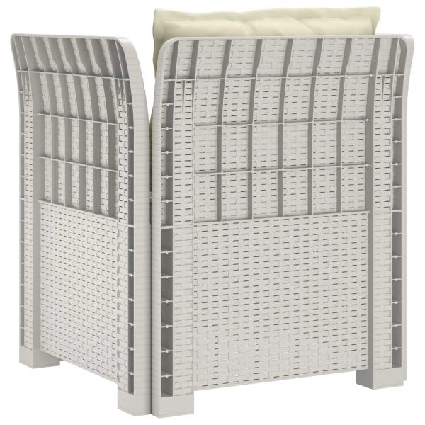 1-Sitzer Sessel mit Kissen Rattan-Look PP Weiß