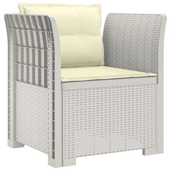 1-Sitzer Sessel mit Kissen Rattan-Look PP Weiß