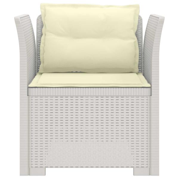 1-Sitzer Sessel mit Kissen Rattan-Look PP Weiß