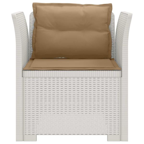 1-Sitzer Sessel mit Kissen Rattan-Look PP Weiß