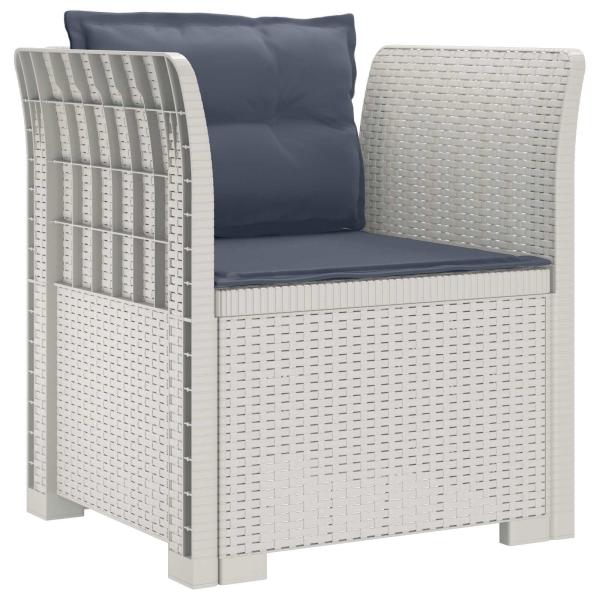 1-Sitzer Sessel mit Kissen Rattan-Look PP Weiß