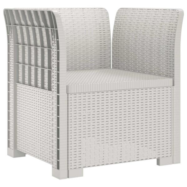 1-Sitzer Sessel mit Kissen Rattan-Look PP Weiß