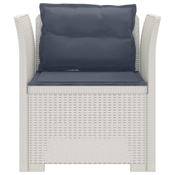 1-Sitzer Sessel mit Kissen Rattan-Look PP Weiß