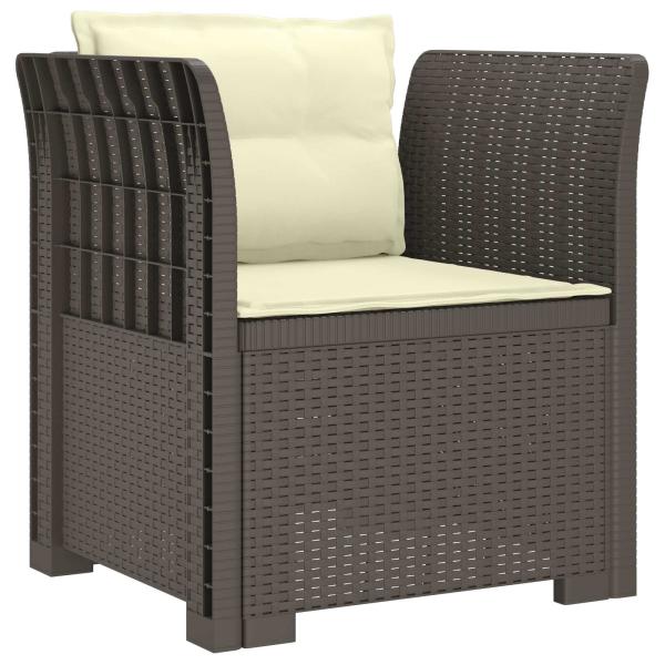 1-Sitzer Sessel mit Kissen Rattan-Look PP Hellgrau
