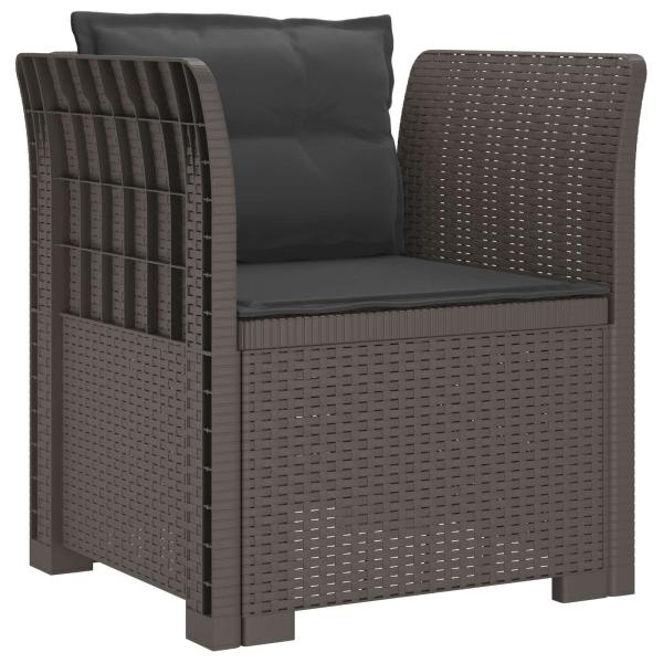 1-Sitzer Sessel mit Kissen Rattan-Look PP Hellgrau