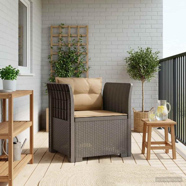 ARDEBO.de - 1-Sitzer Sessel mit Kissen Rattan-Look PP Hellgrau