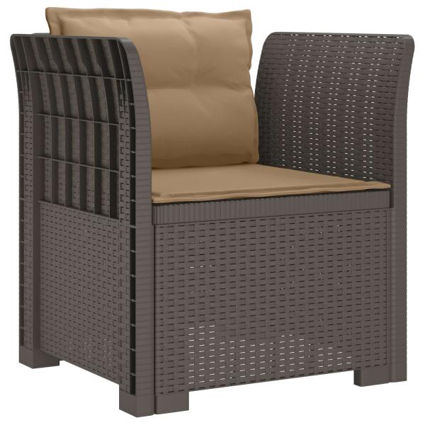 1-Sitzer Sessel mit Kissen Rattan-Look PP Hellgrau