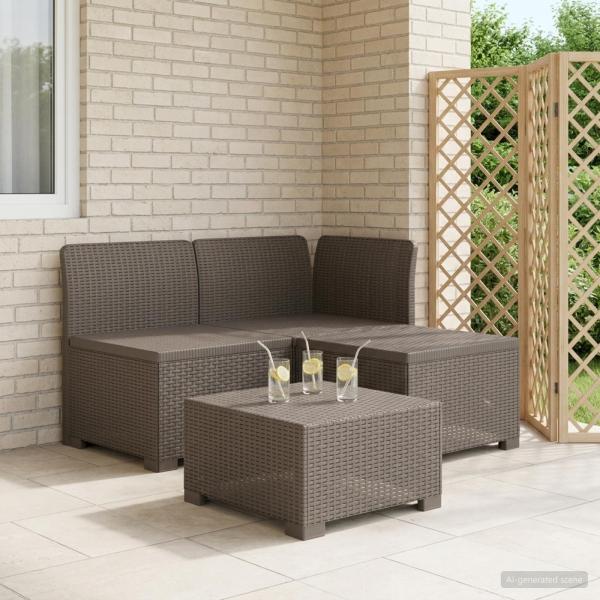 ARDEBO.de - 3-Sitzer Garten Sofa Rattan Look PP Hellgrau