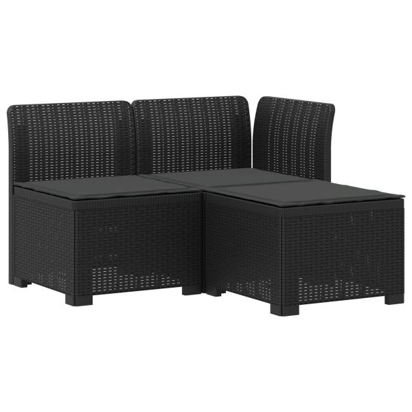 3-Sitzer Garten Sofa mit Kissen Rattan-Look 3-Sitzer PP