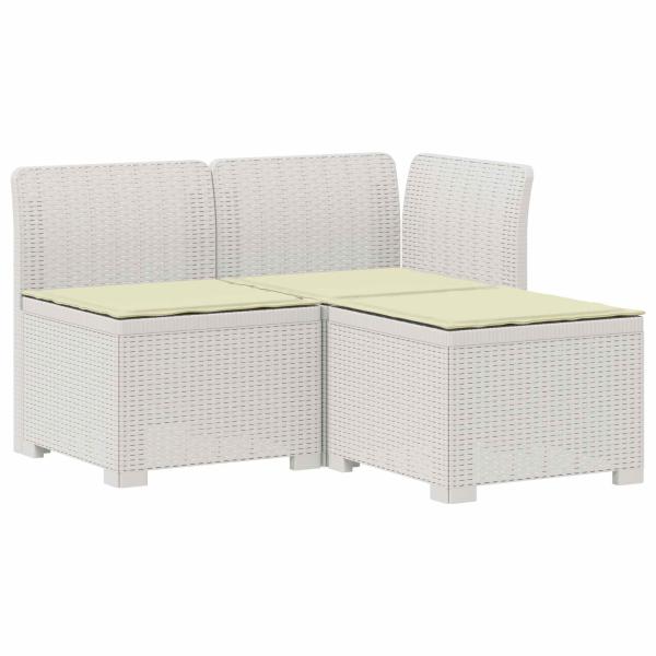 3-Sitzer Garten Sofa mit Kissen Rattan-Look PP Weiß