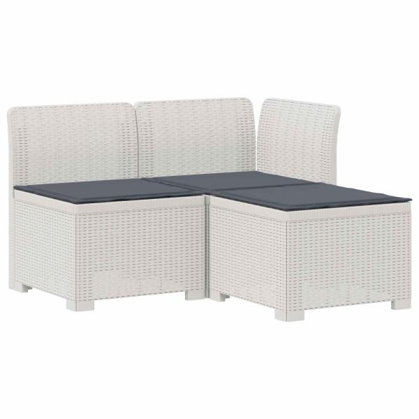 3-Sitzer Garten Sofa mit Kissen Rattan-Look PP Weiß