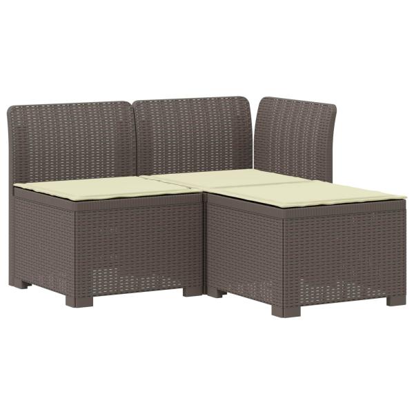 3-Sitzer Garten Sofa mit Kissen Rattan-Look PP Hellgrau