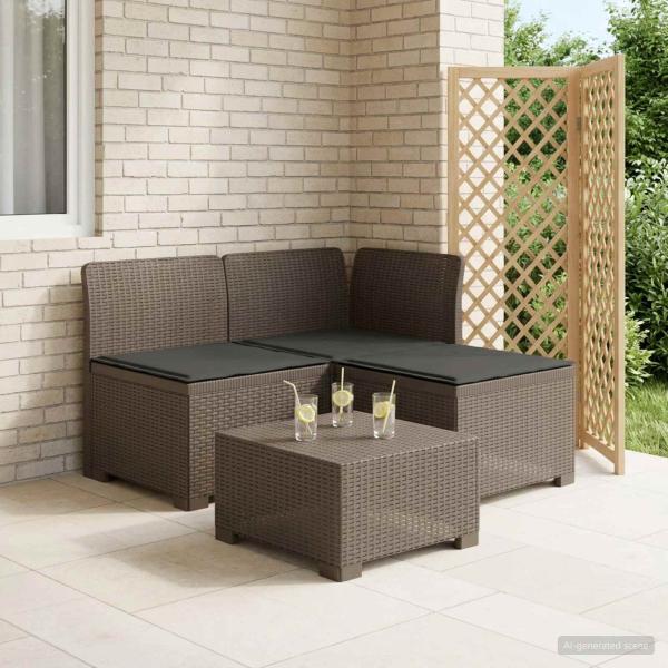 ARDEBO.de - 3-Sitzer Garten Sofa mit Kissen Rattan-Look PP Hellgrau