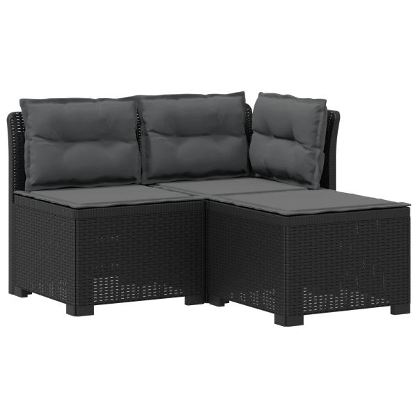 3-Sitzer Garten Sofa mit Kissen Rattan-Look 3-Sitzer PP