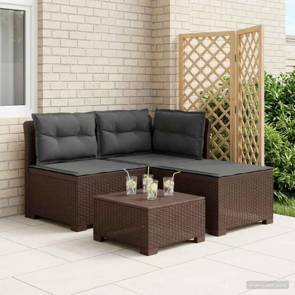 ARDEBO.de - 3-Sitzer Garten Sofa mit Kissen Rattan-Look 3-Sitzer PP Braun