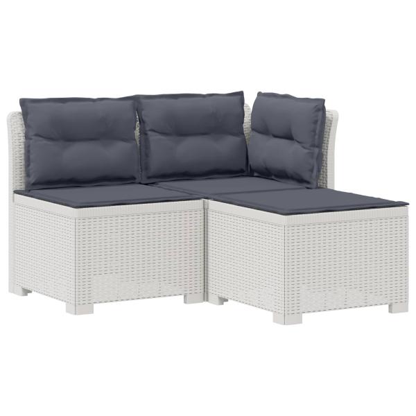 3-Sitzer Garten Sofa mit Kissen Rattan-Look 3-Sitzer PP Weiß