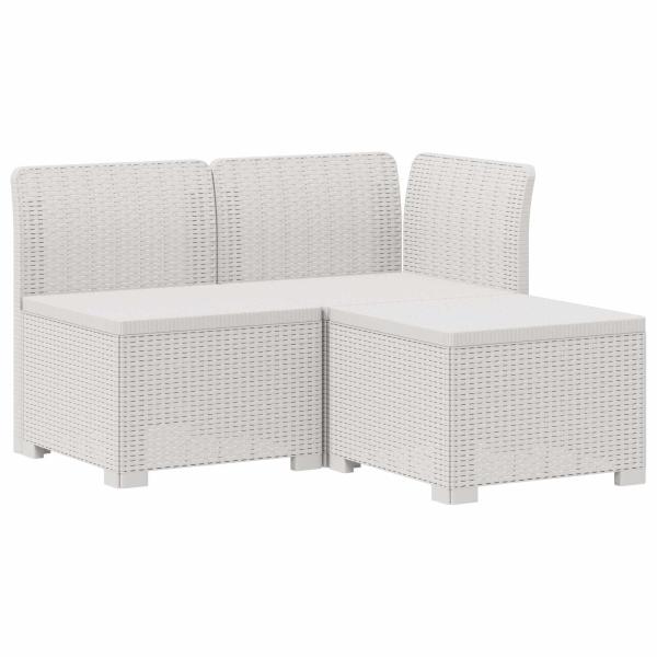 3-Sitzer Garten Sofa mit Kissen Rattan-Look 3-Sitzer PP Weiß