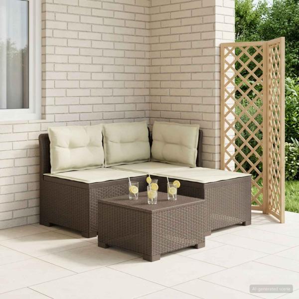 ARDEBO.de - 3-Sitzer Garten Sofa mit Kissen Rattan-Look PP Hellgrau