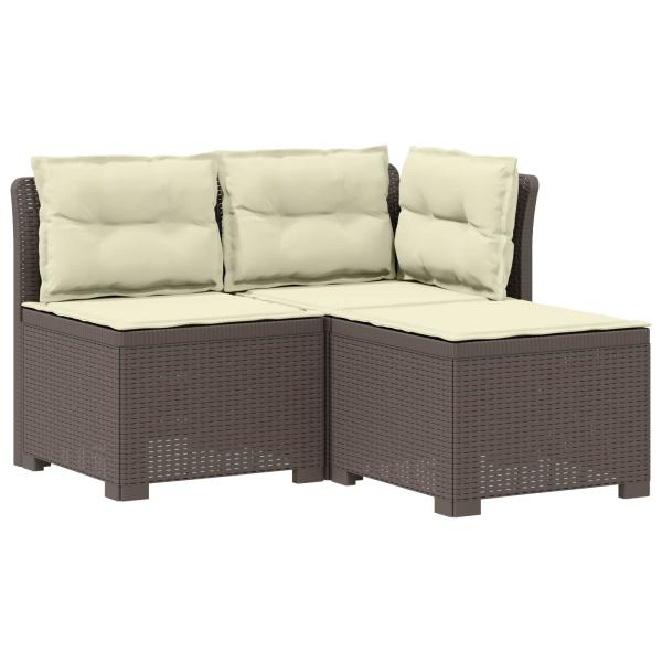 3-Sitzer Garten Sofa mit Kissen Rattan-Look PP Hellgrau