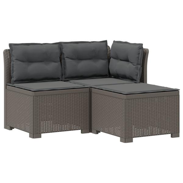 ARDEBO.de - 3-Sitzer Garten Sofa mit Kissen Rattan-Look PP Hellgrau