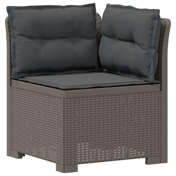 3-Sitzer Garten Sofa mit Kissen Rattan-Look PP Hellgrau