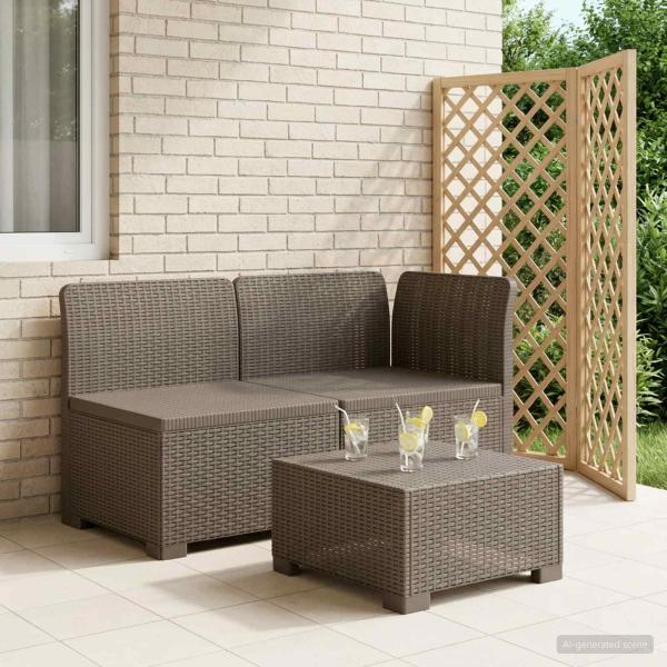 ARDEBO.de - 2-Sitzer Garten-Sofa Rattan-Look 2-Sitzer PP Hellgrau