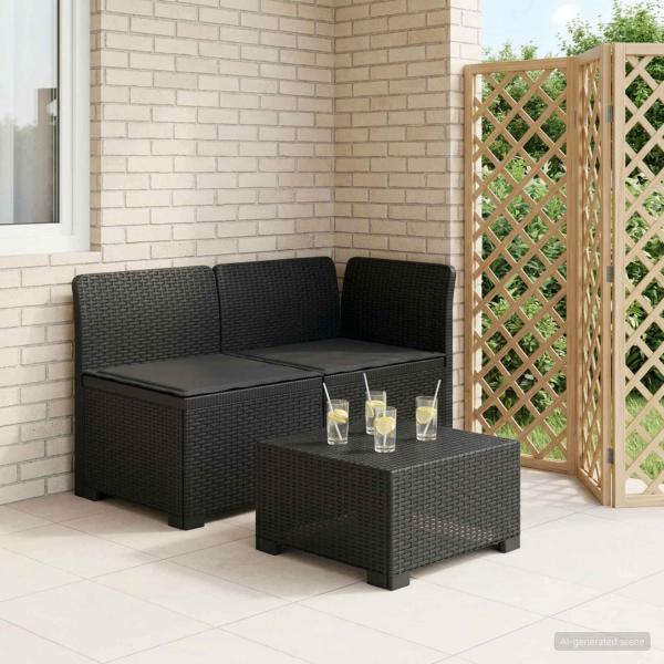 ARDEBO.de - 2-Sitzer Garten-Sofa mit Kissen Rattan-Look 2-Sitzer PP